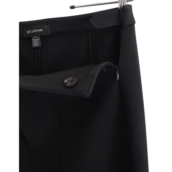 St. John Crop Pants Black Wool Blend Side Zip Ankle Leg Zipper Detail Sz 12 - Picture 4 of 6